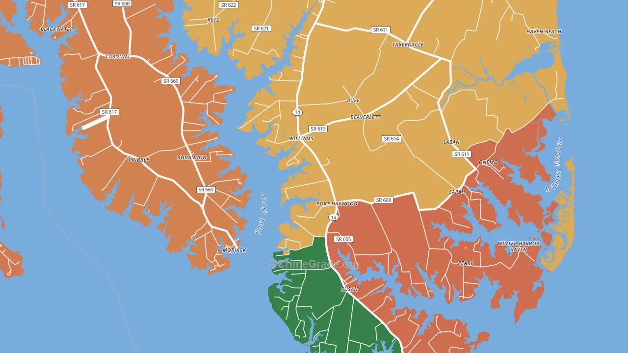 Port Haywood, VA Map of Burglary Rates