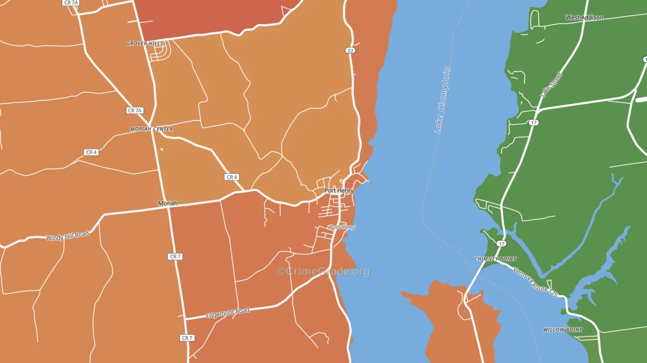 Port Henry, NY Map of Burglary Rates