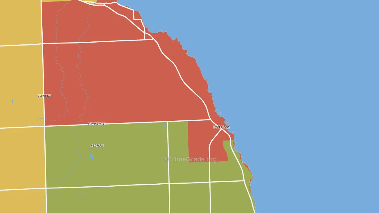 Port Hope, MI Map of Burglary Rates