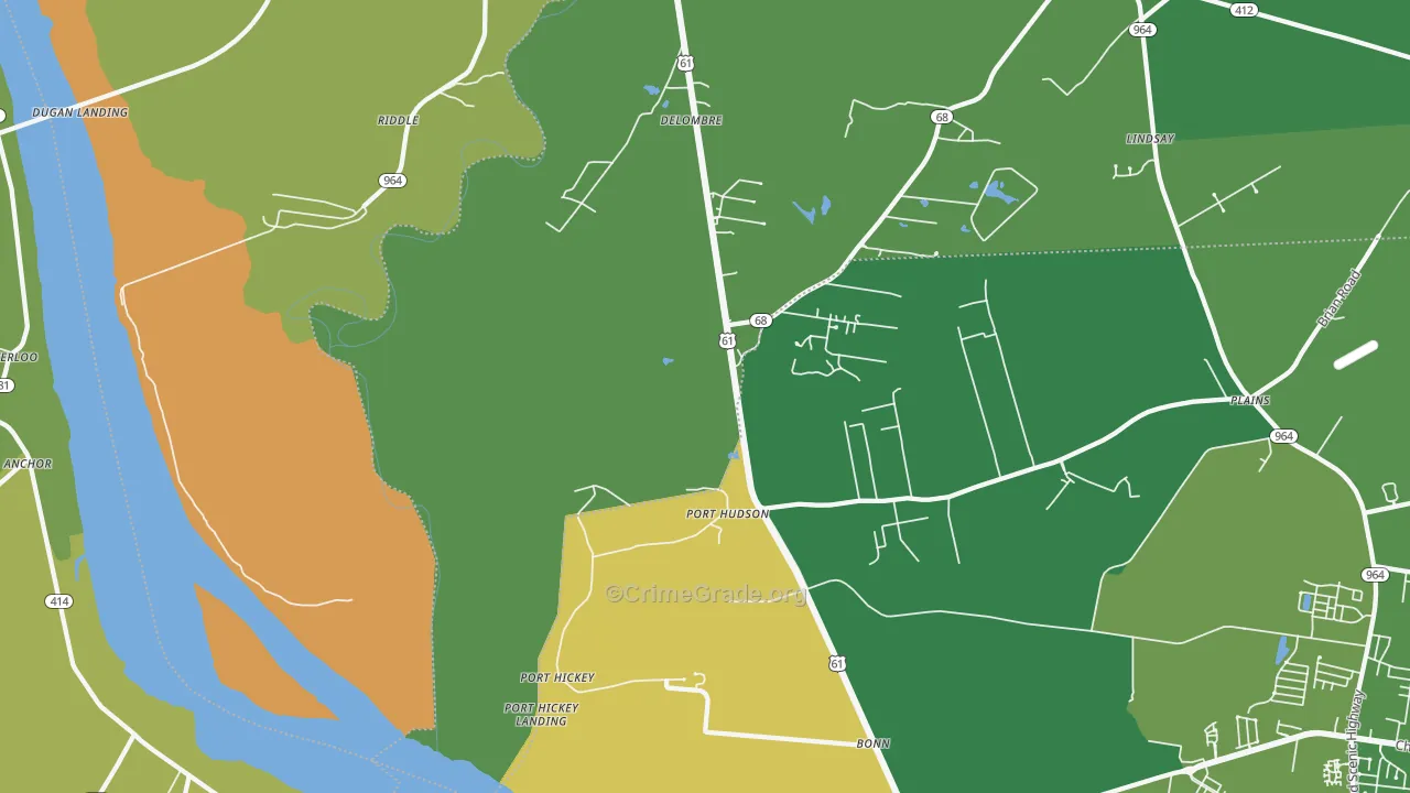 Port Hudson, LA Map of Burglary Rates