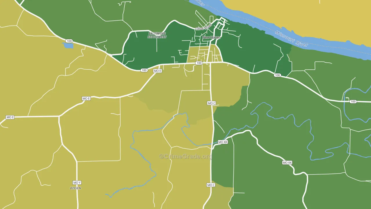Port Hudson, MO Map of Burglary Rates