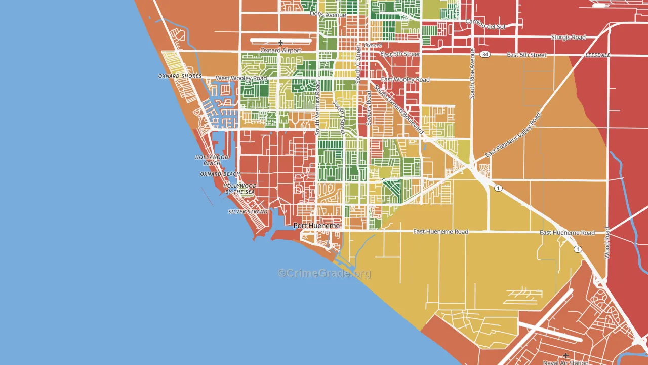 Port Hueneme, CA Map of Burglary Rates