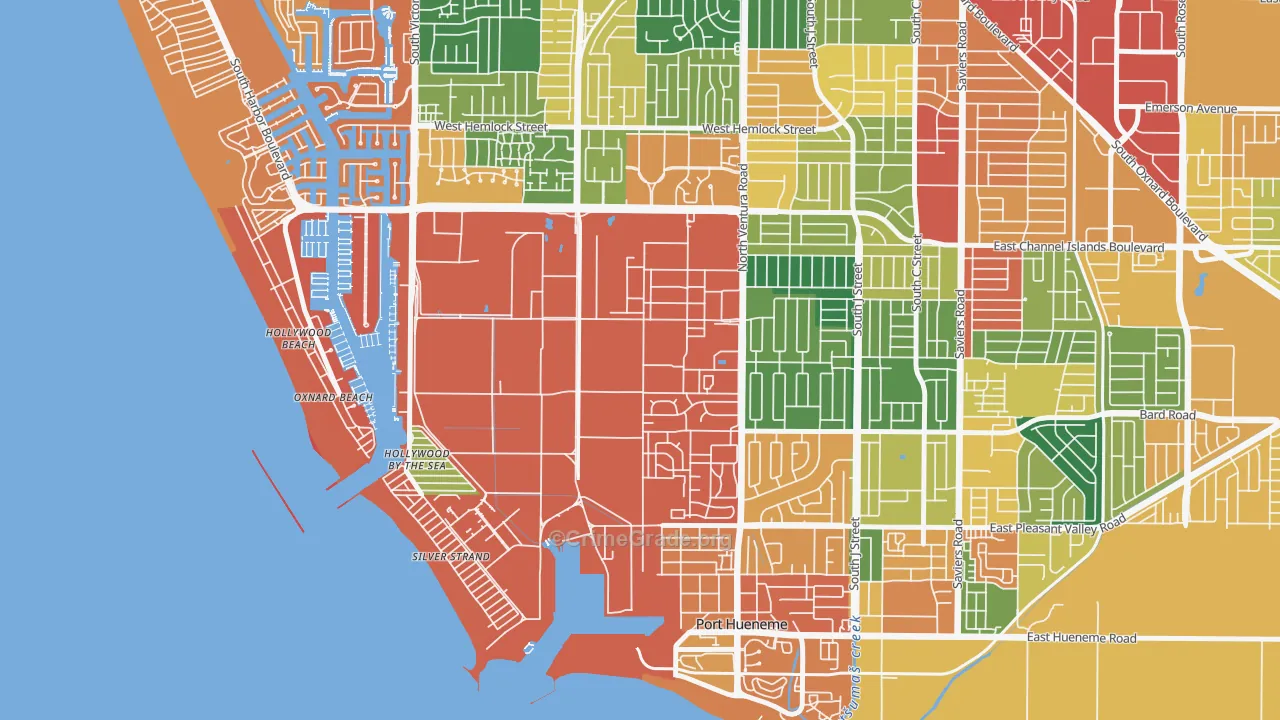 Port Hueneme Cbc Base, CA Map of Burglary Rates