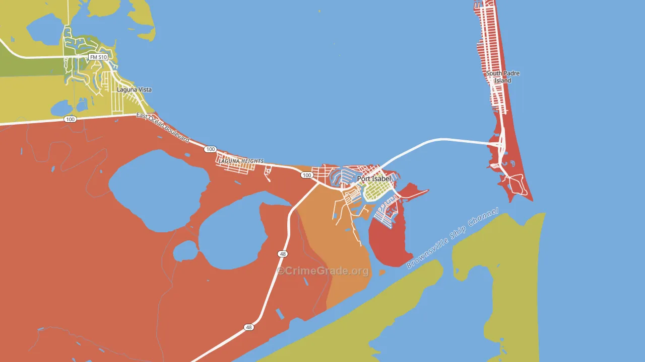 Port Isabel, TX Map of Burglary Rates