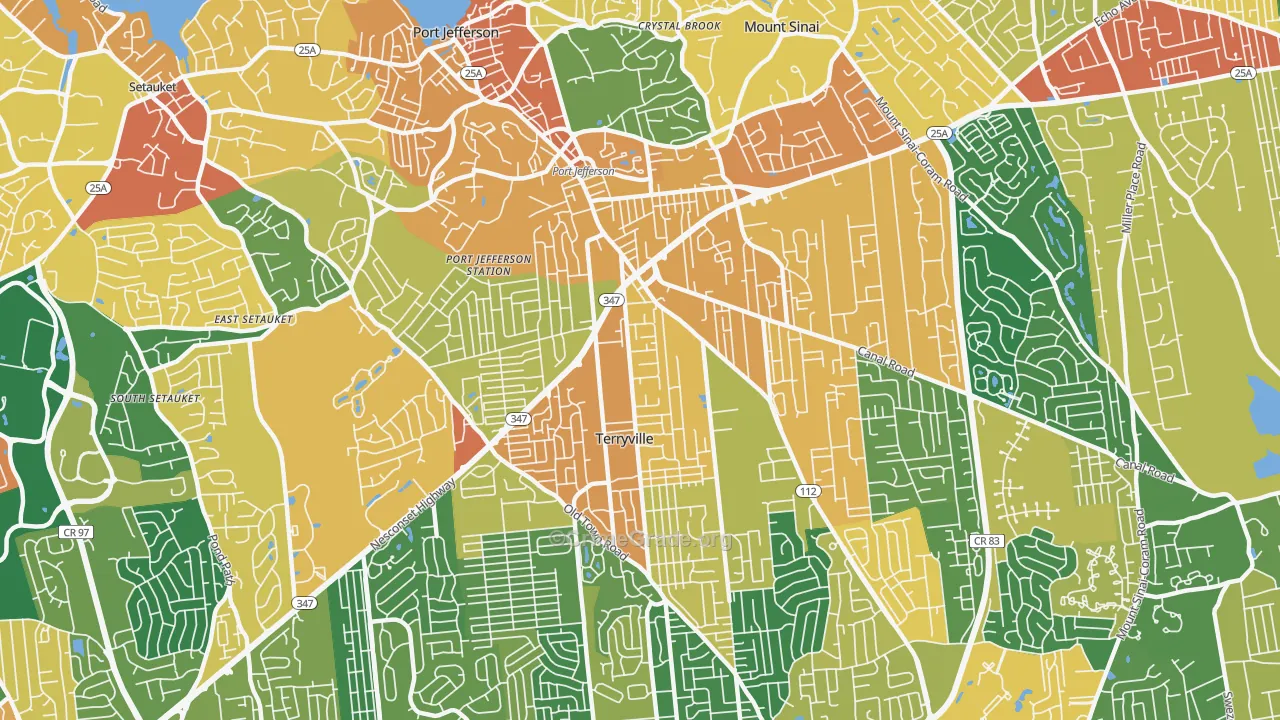 Port Jefferson Station, NY Map of Burglary Rates