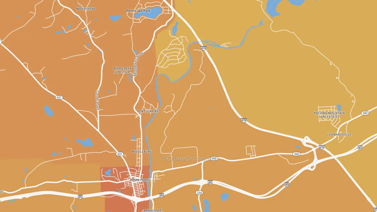 Port Jenkins, PA Map of Burglary Rates