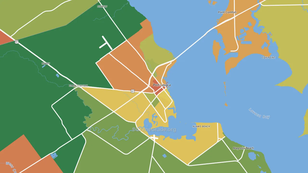 Port Lavaca, TX Map of Burglary Rates