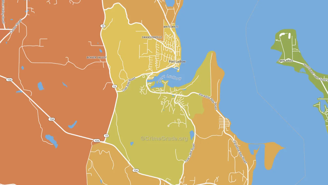 Port Ludlow, WA Map of Burglary Rates