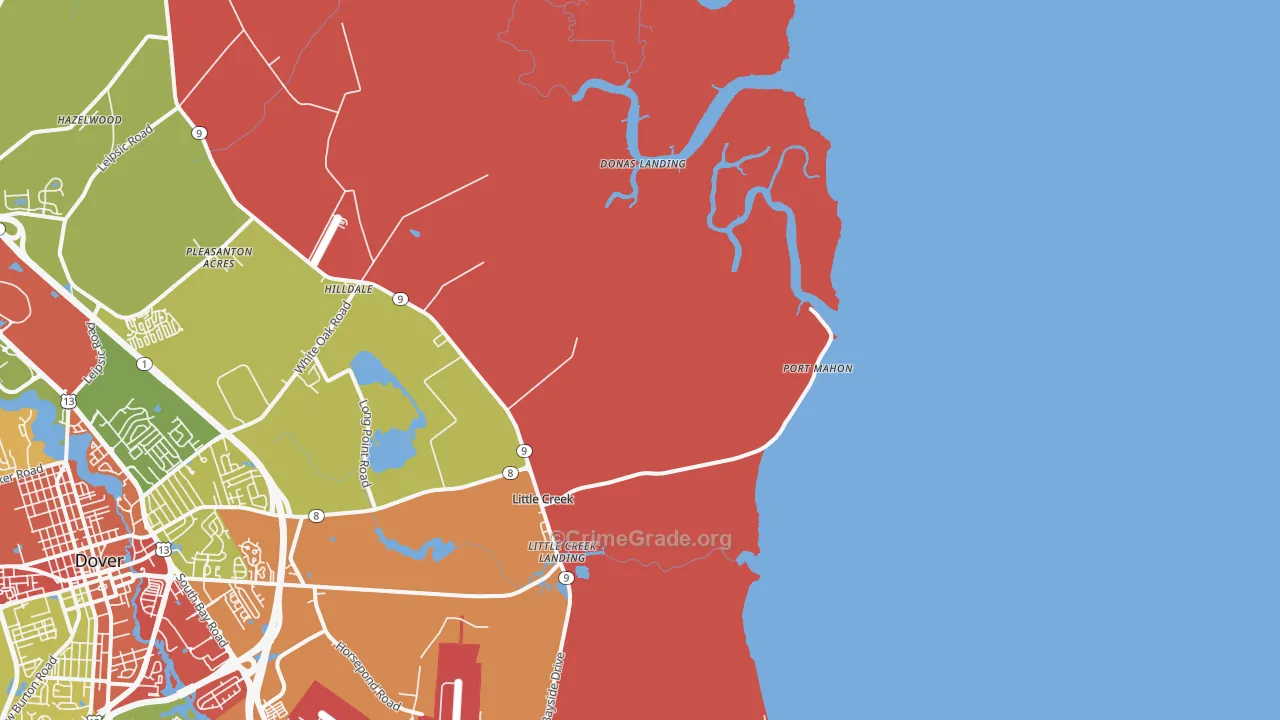 Port Mahon, DE Map of Burglary Rates