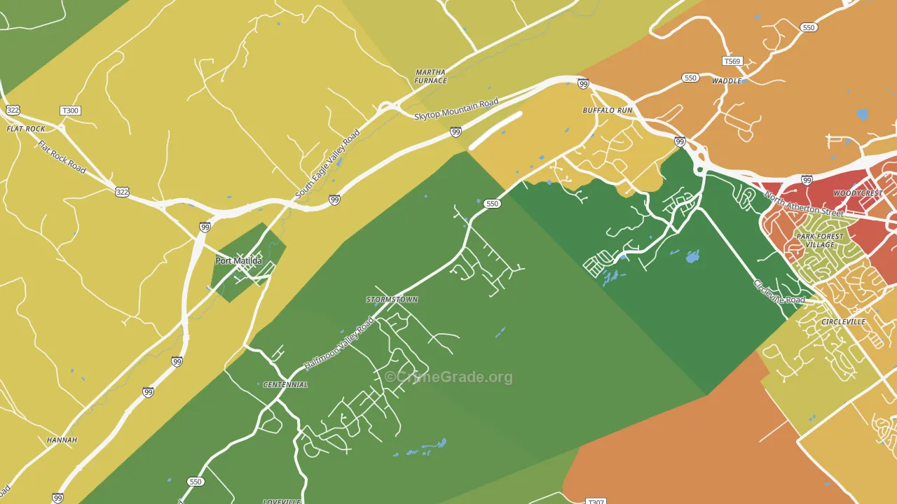 Port Matilda, PA Map of Burglary Rates