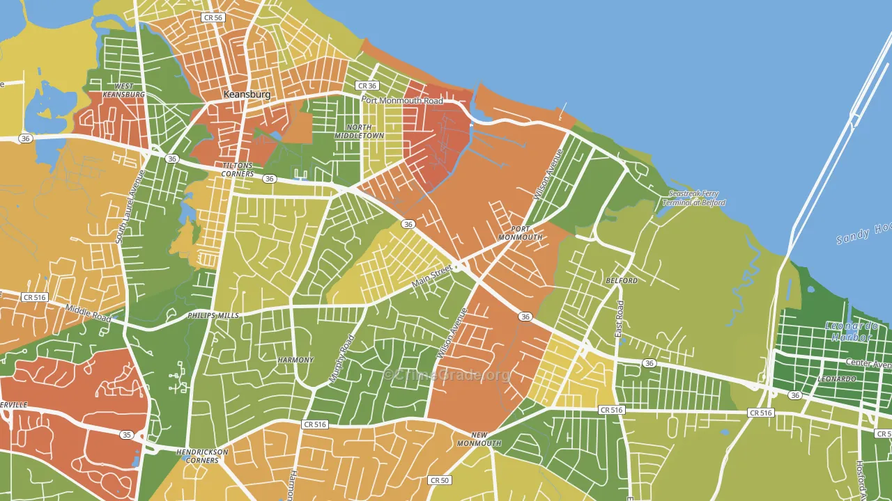 Port Monmouth, NJ Map of Burglary Rates