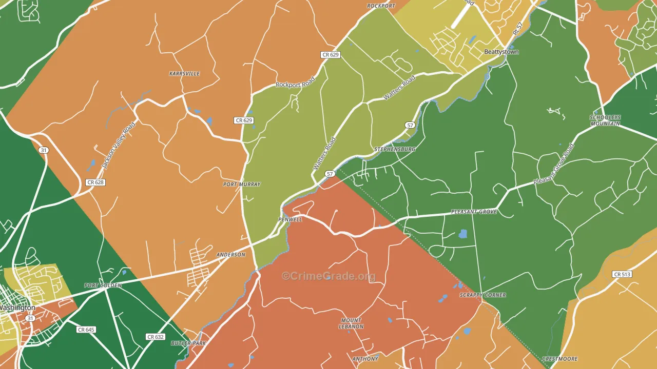 Port Murray, NJ Map of Burglary Rates