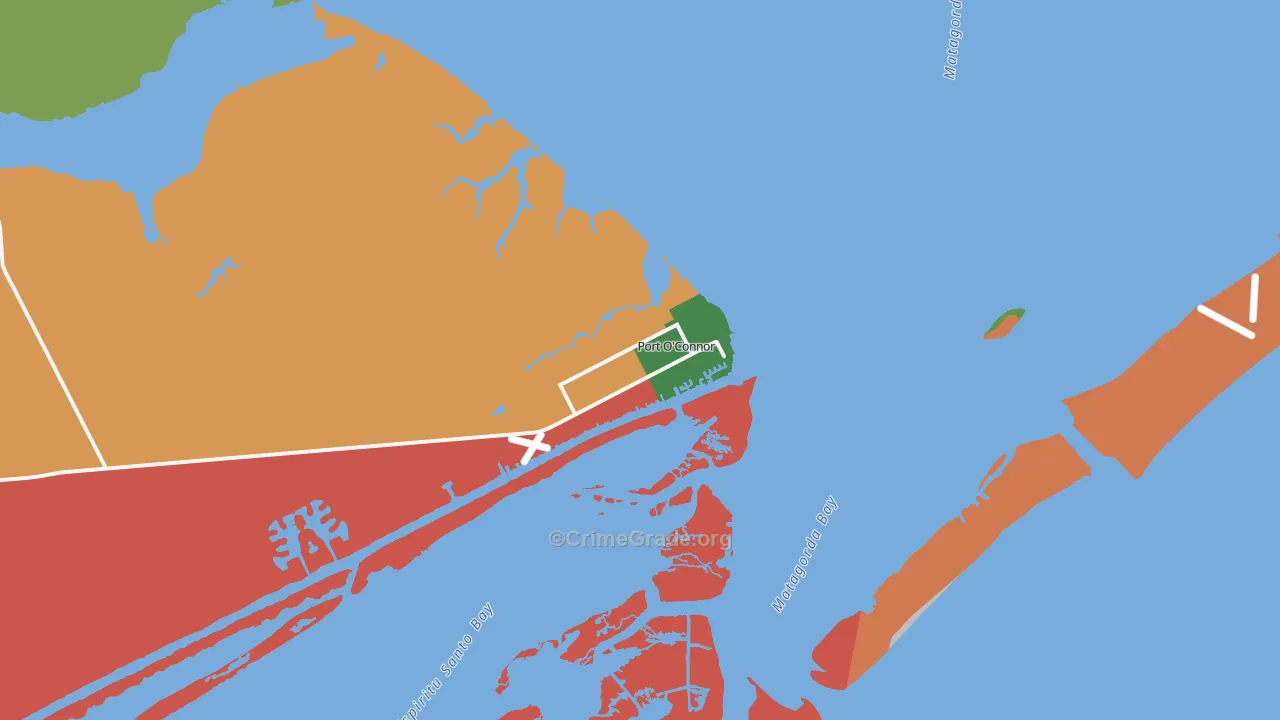Port O'Connor, TX Map of Burglary Rates