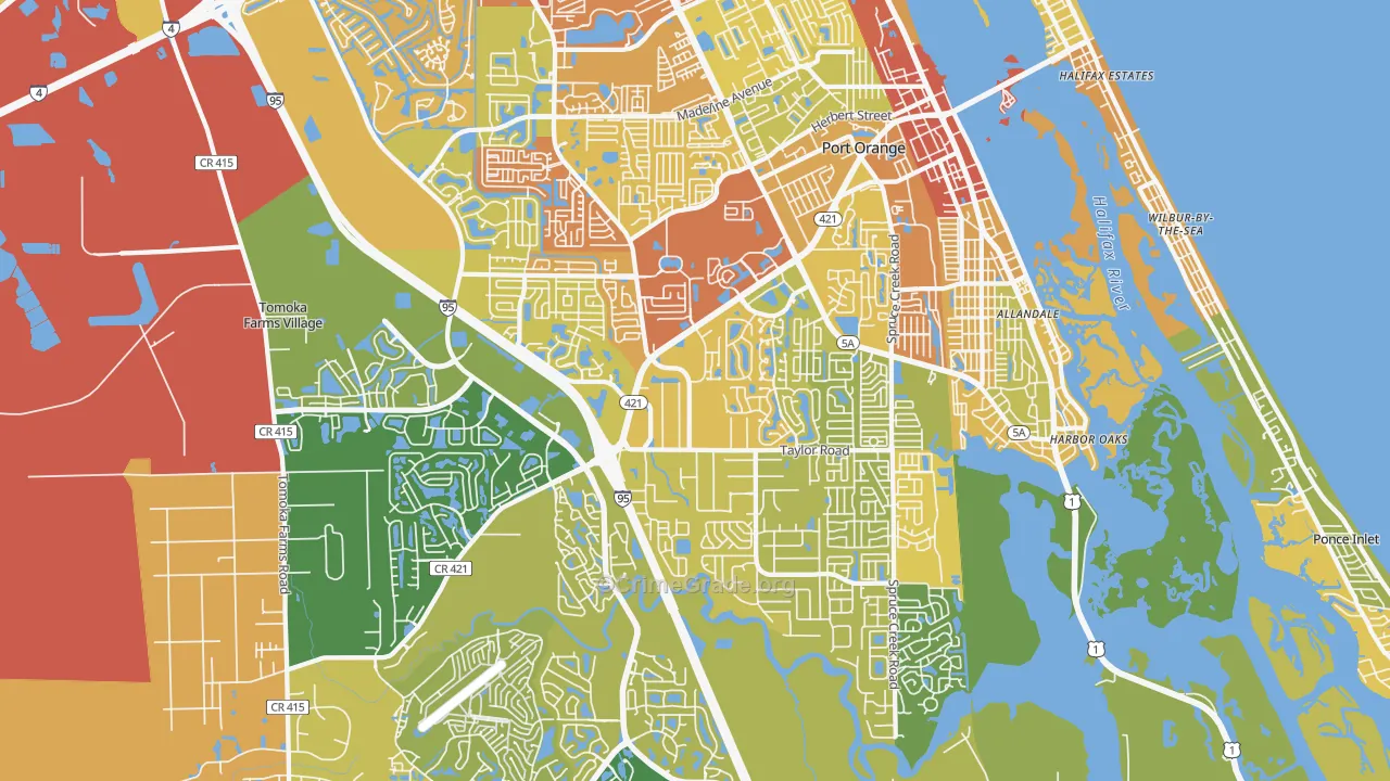 Port Orange, FL Map of Burglary Rates