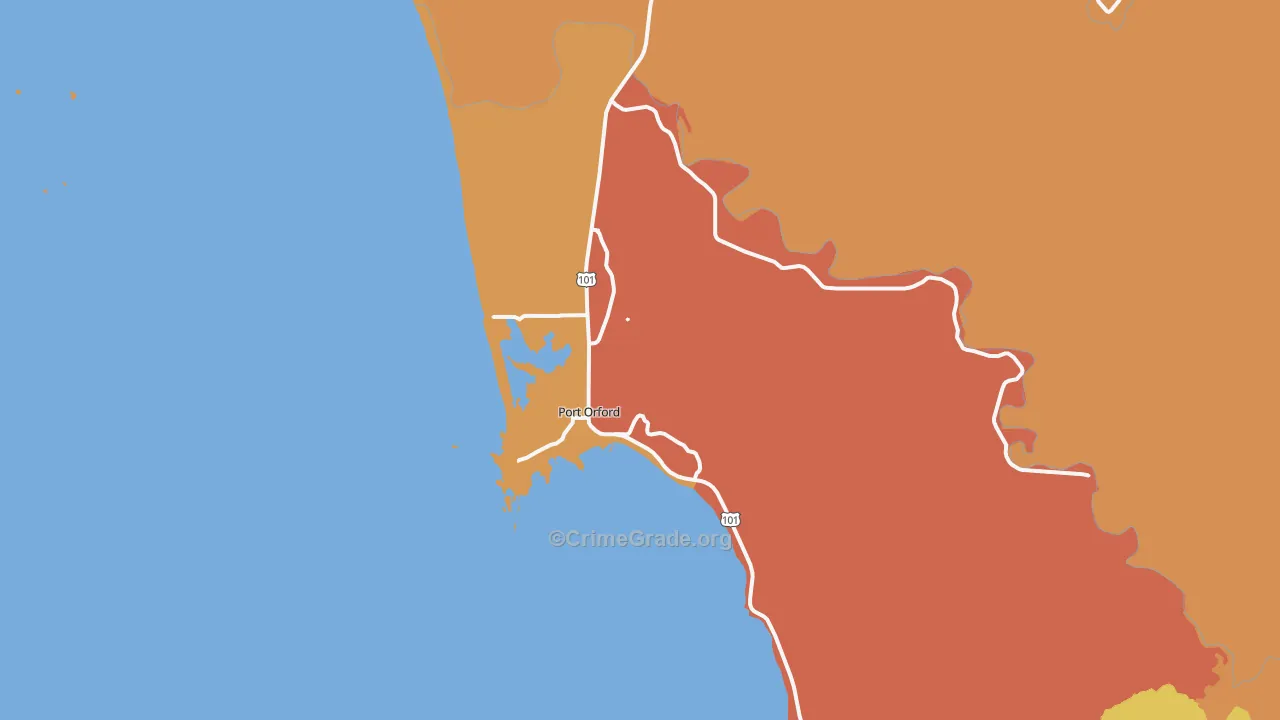 Port Orford, OR Map of Burglary Rates