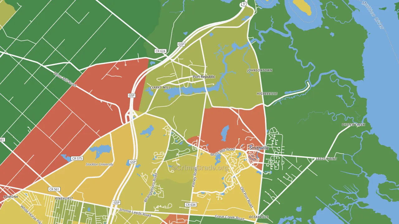 Port Republic, NJ Map of Burglary Rates