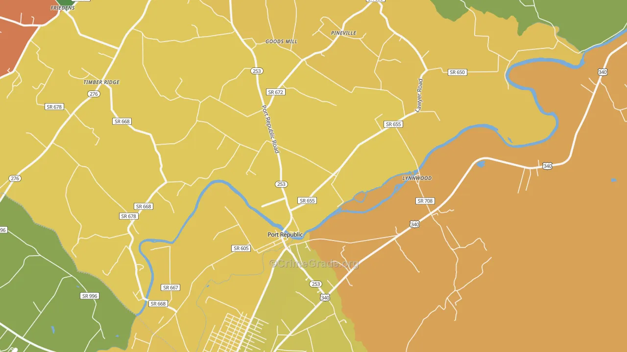 Port Republic, VA Map of Burglary Rates