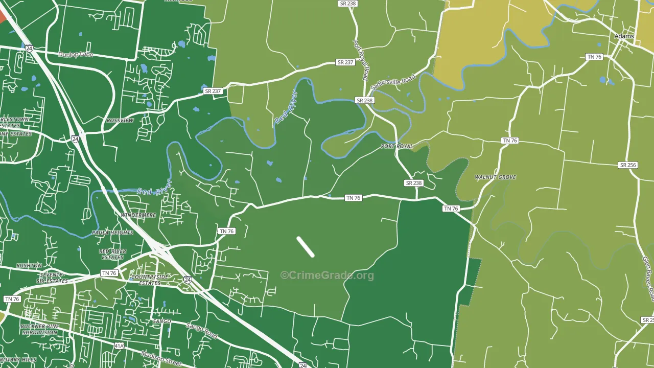 Port Royal, TN Map of Burglary Rates