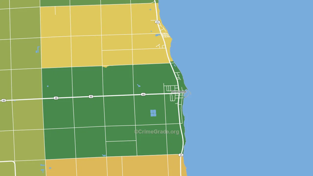 Port Sanilac, MI Map of Burglary Rates