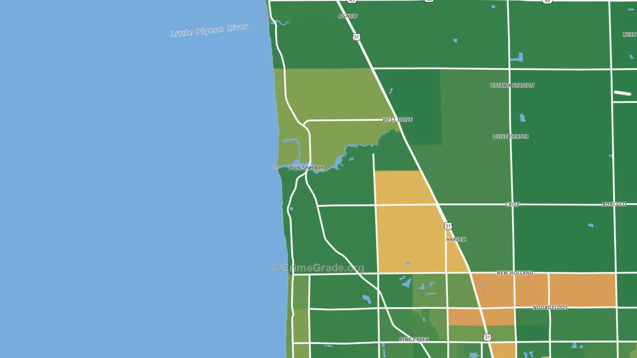 Port Sheldon, MI Map of Burglary Rates