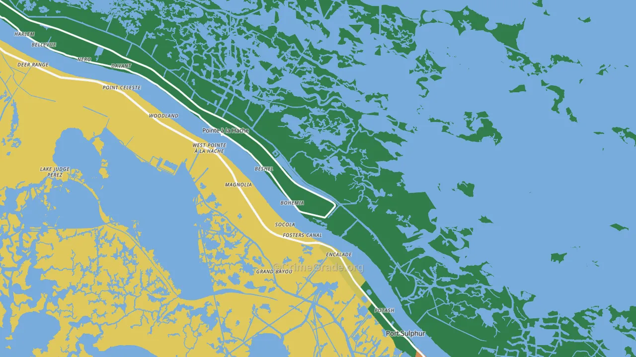 Port Sulphur, LA Map of Burglary Rates