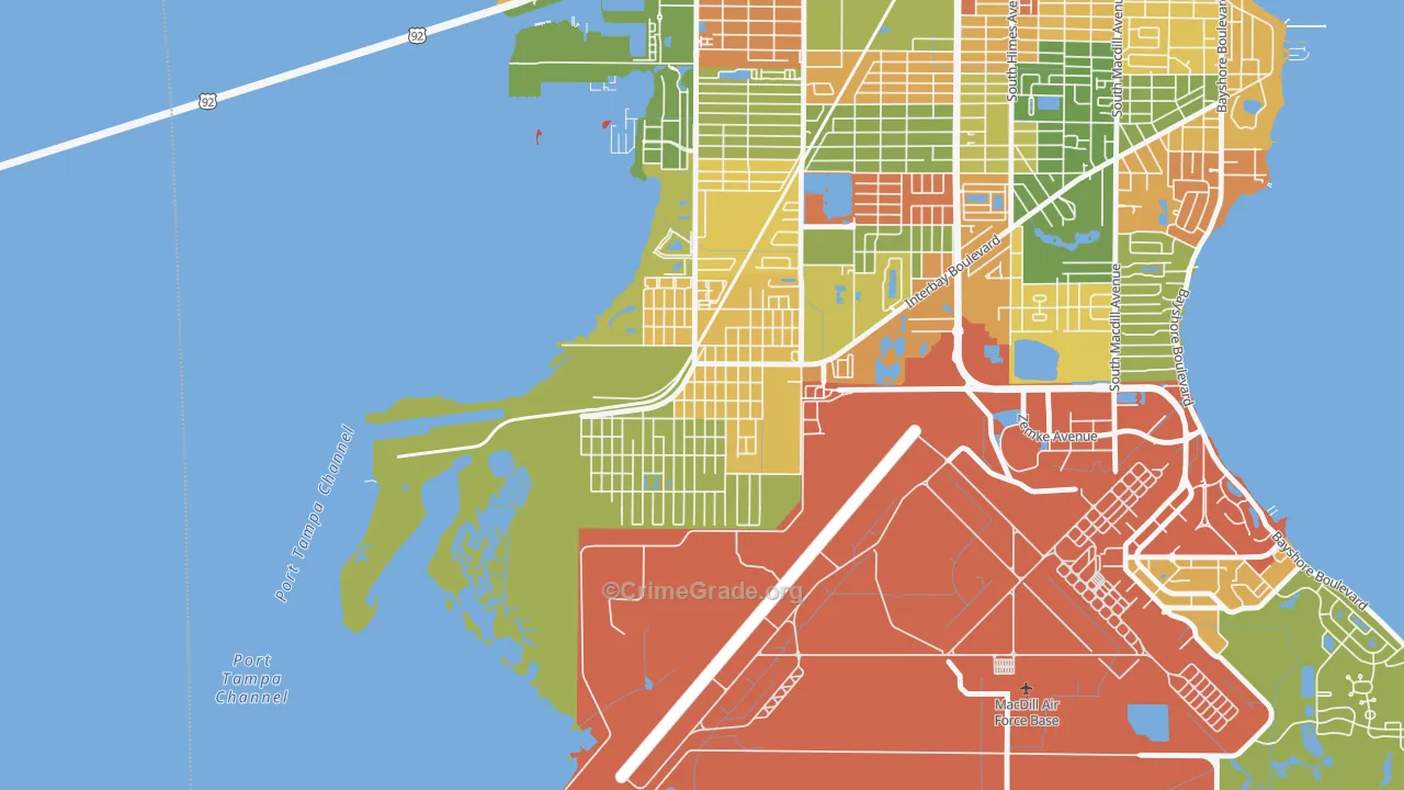 Port Tampa City, Tampa, FL Map of Burglary Rates