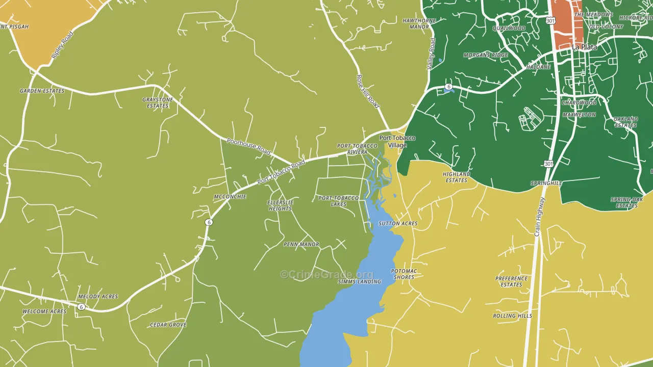Port Tobacco, MD Map of Burglary Rates