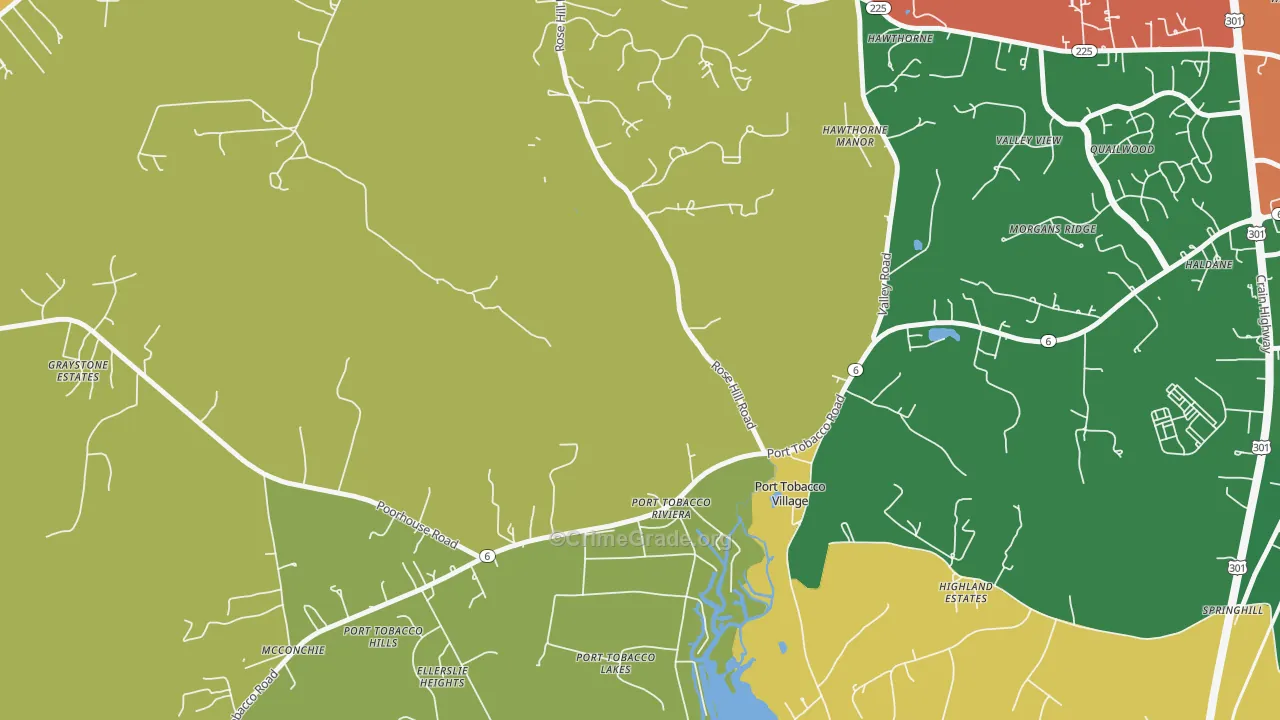 Port Tobacco Riviera, MD Map of Burglary Rates