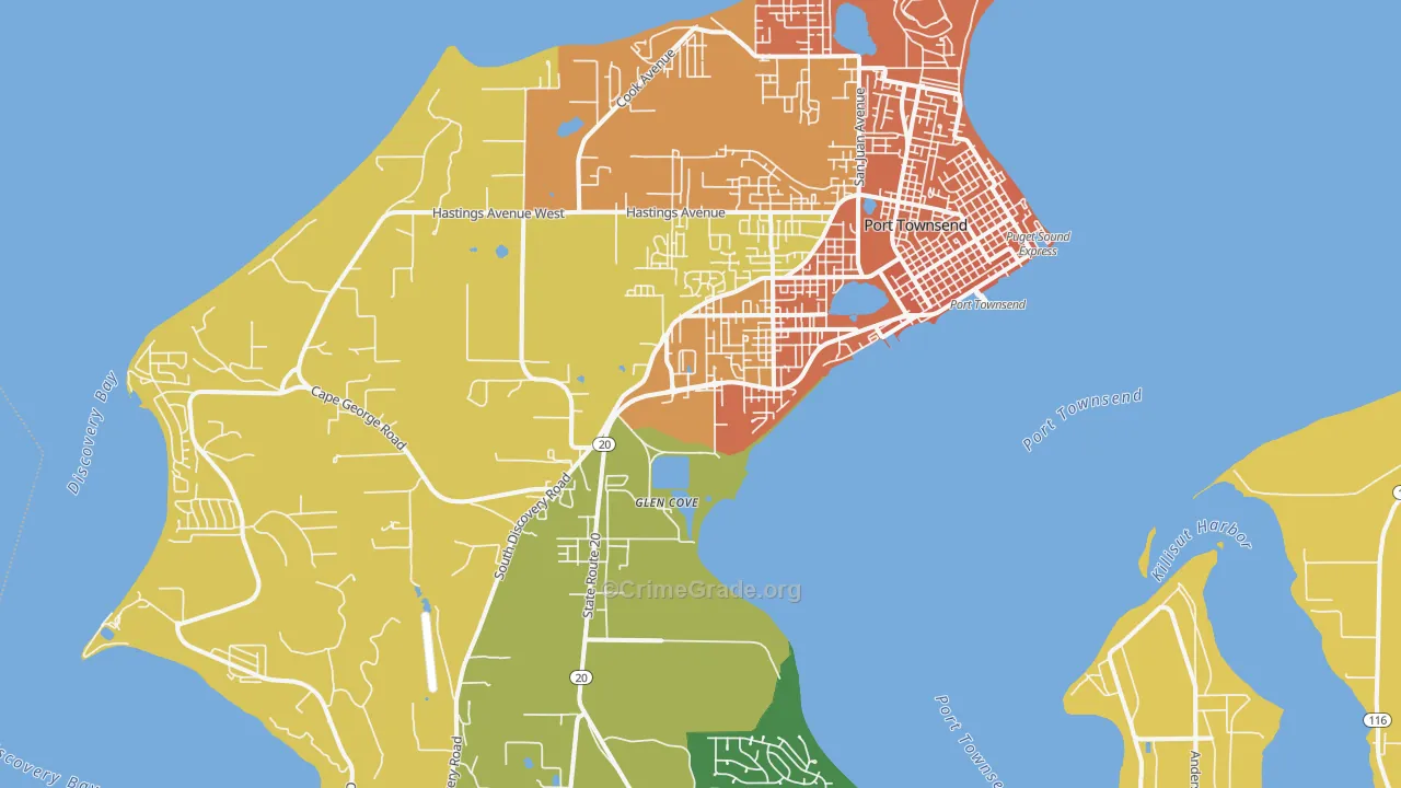 Port Townsend, WA Map of Burglary Rates