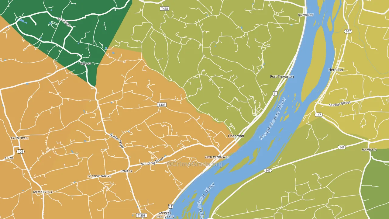 Port Trevorton, PA Map of Burglary Rates