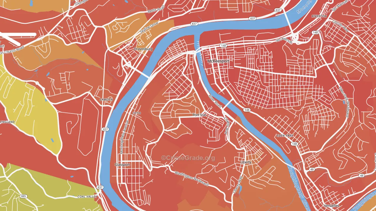 Port Vue, PA Map of Burglary Rates