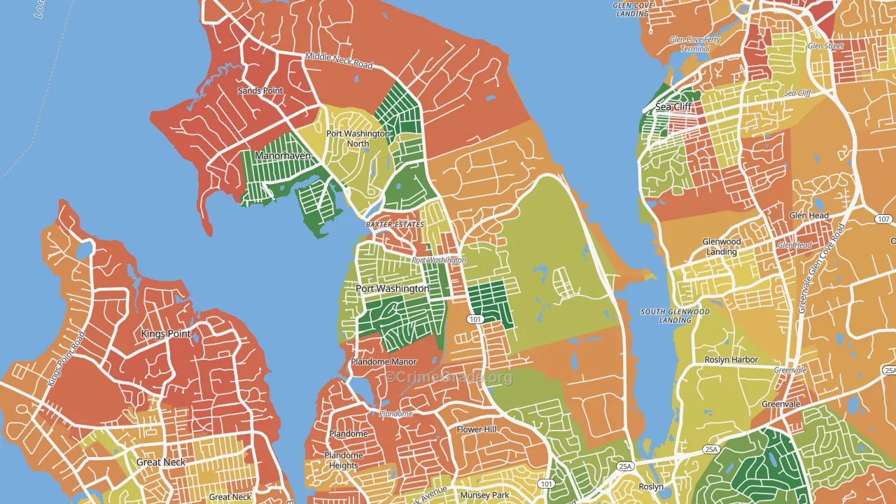 Port Washington, NY Map of Burglary Rates