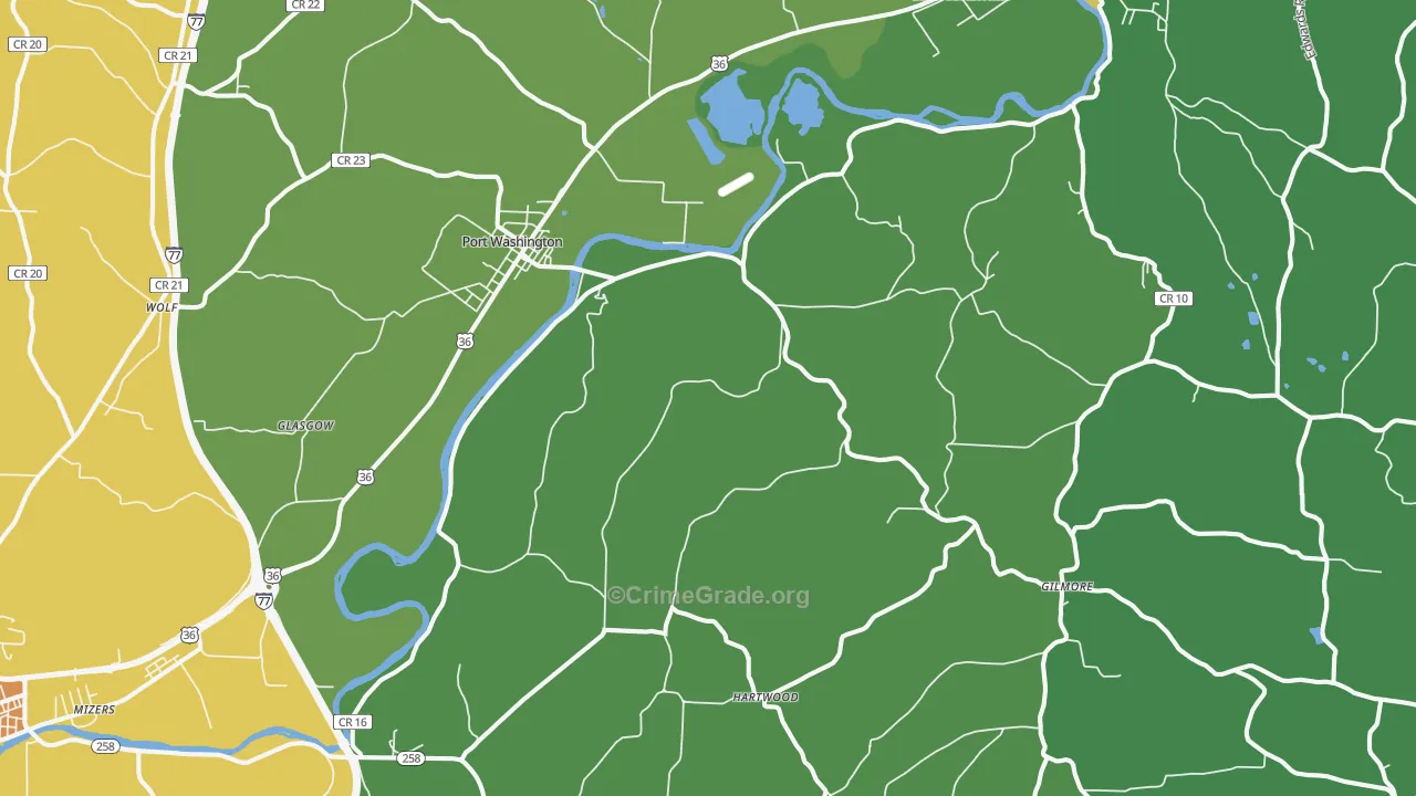 Port Washington, OH Map of Burglary Rates