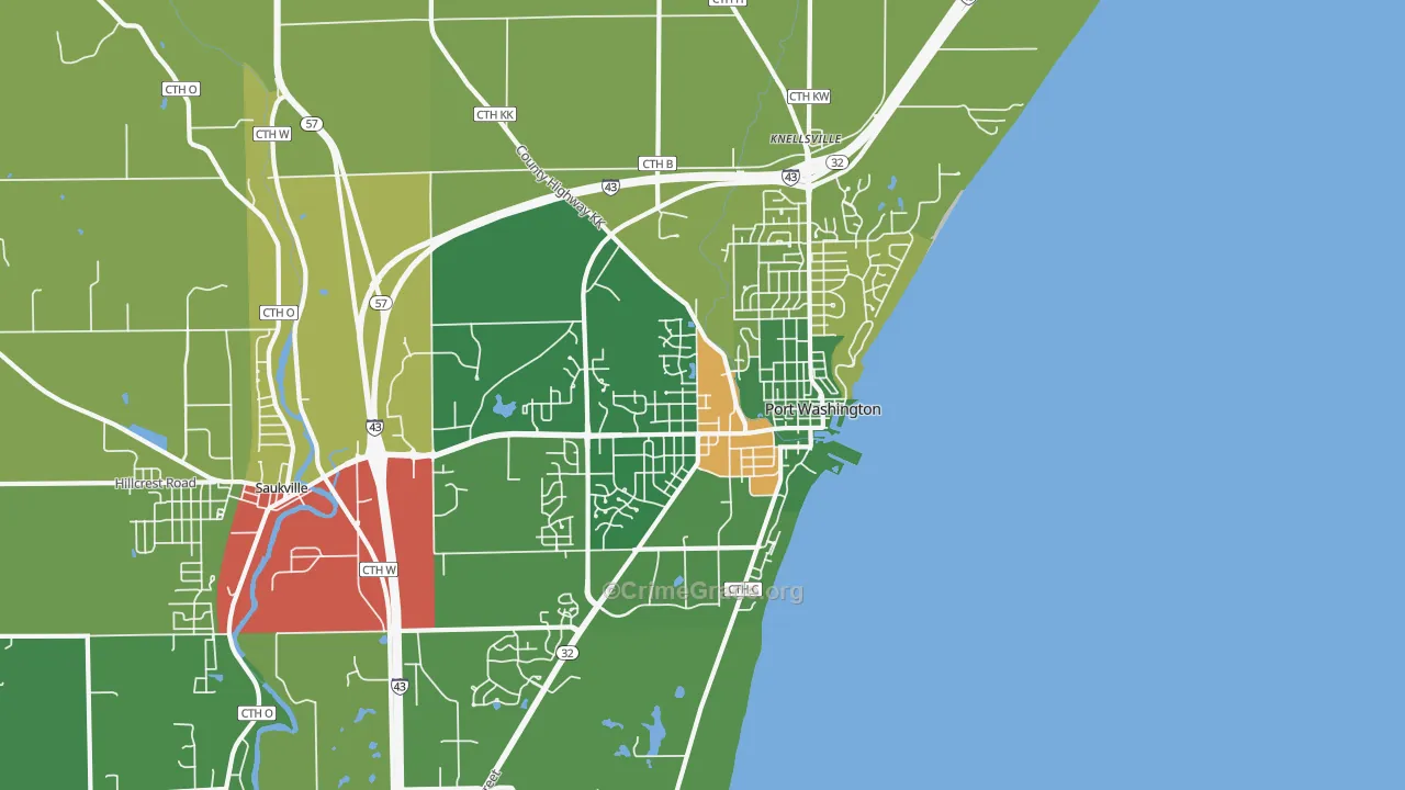 Port Washington, WI Map of Burglary Rates