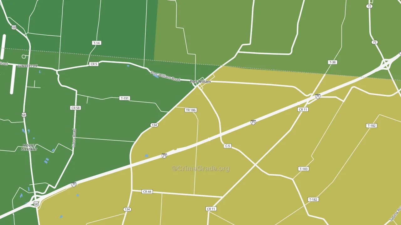 Port William, OH Map of Burglary Rates