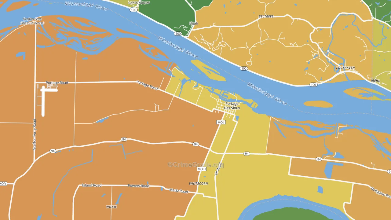 Portage Des Sioux, MO Map of Burglary Rates