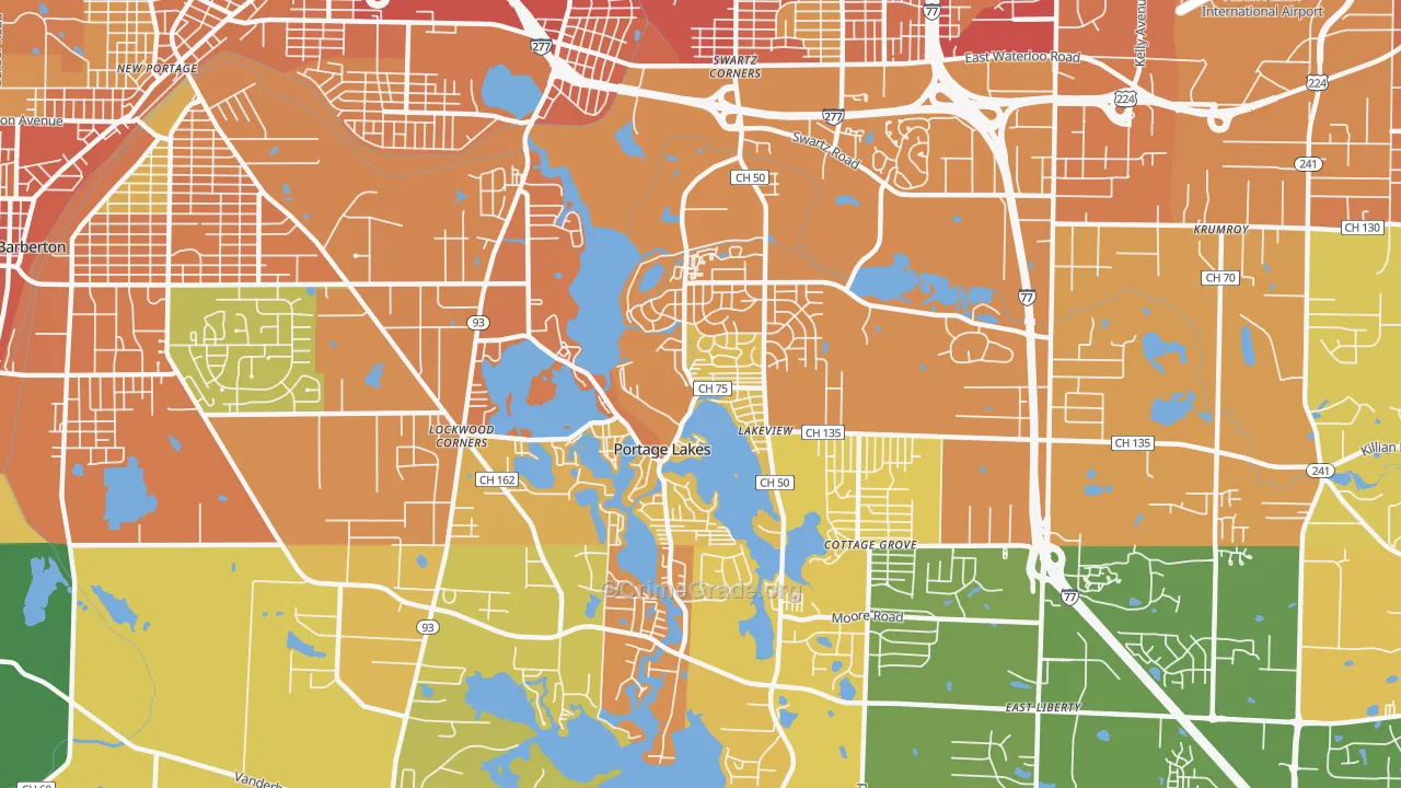 Portage Lakes, OH Map of Burglary Rates