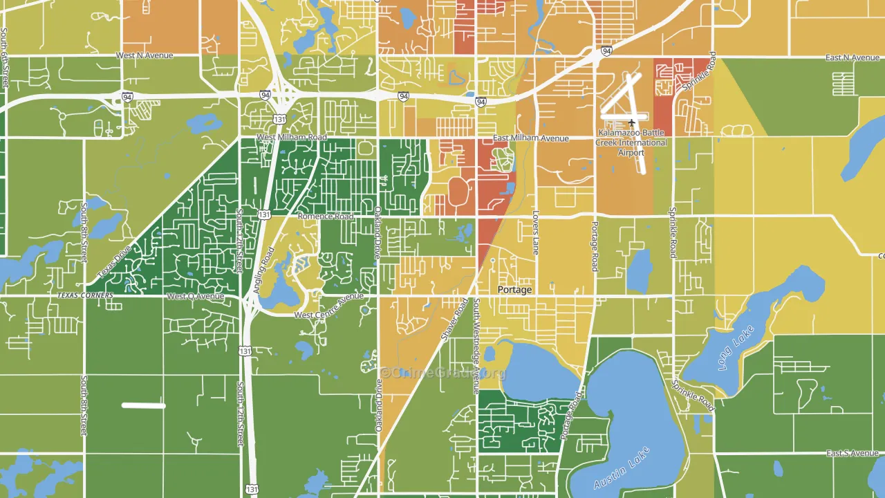 Portage, MI Map of Burglary Rates
