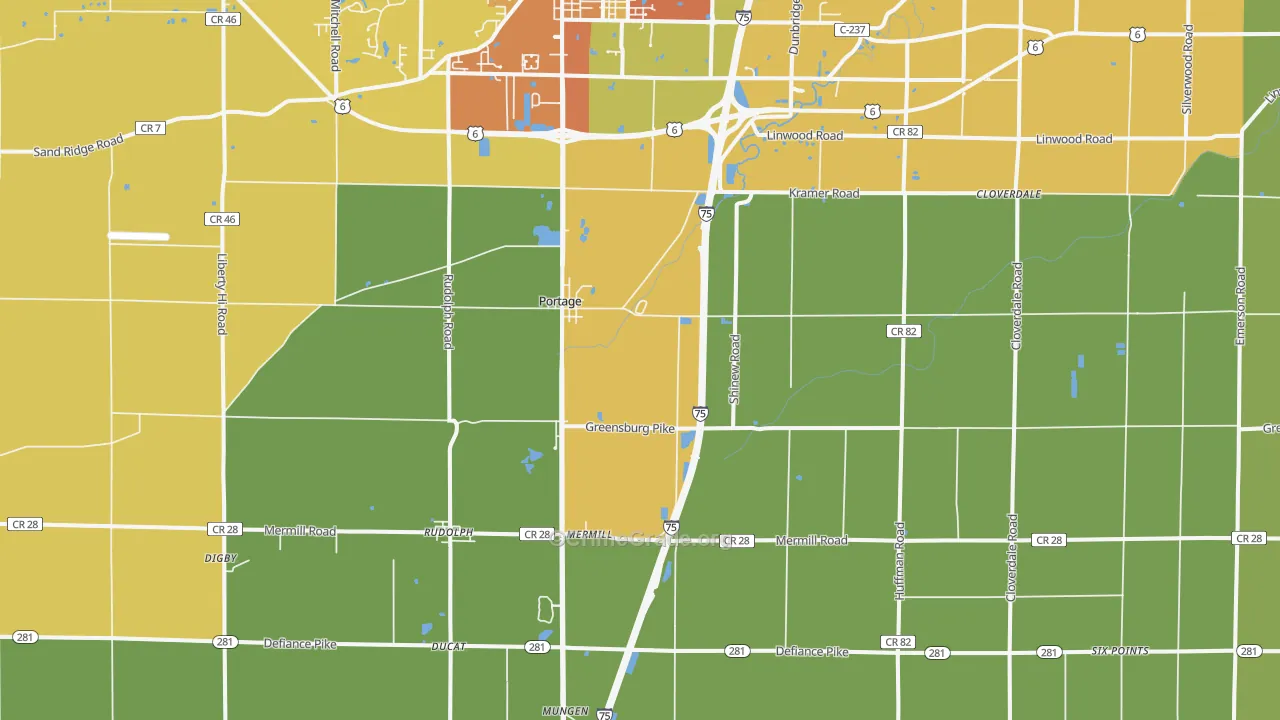 Portage, OH Map of Burglary Rates