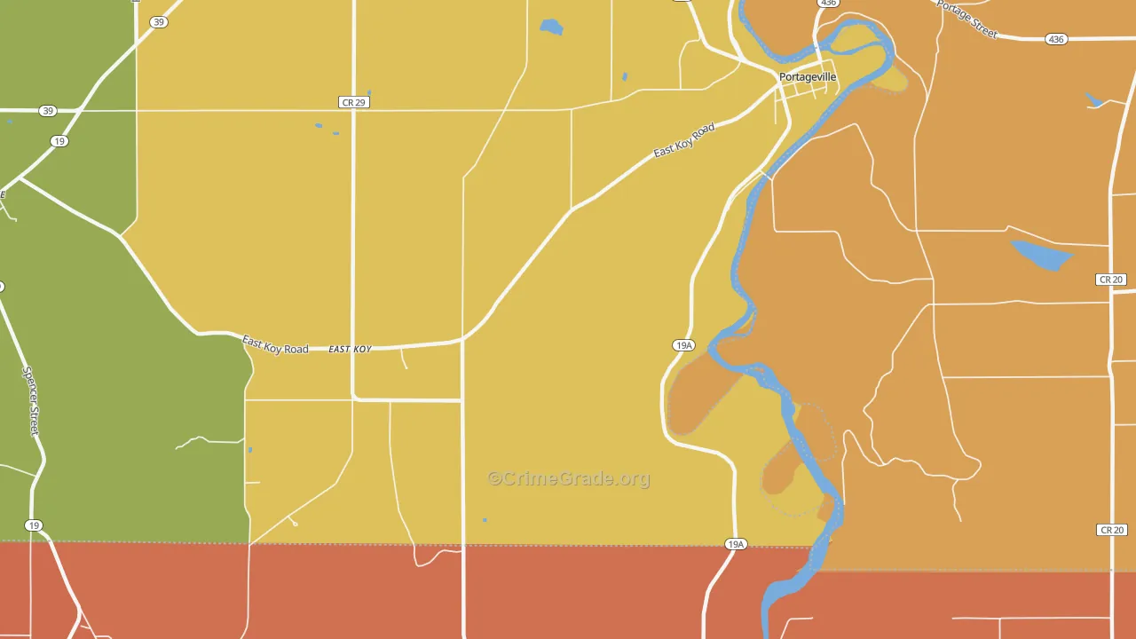 Portageville, NY Map of Burglary Rates