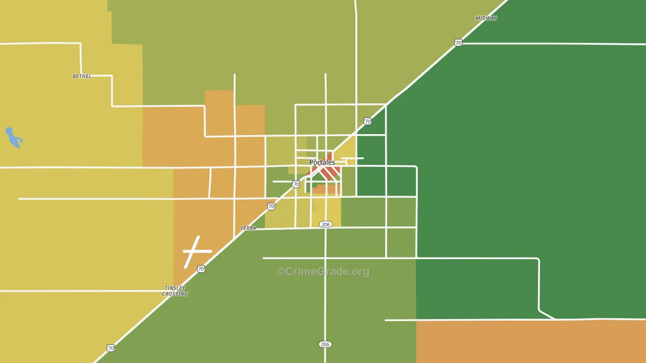 Portales, NM Map of Burglary Rates