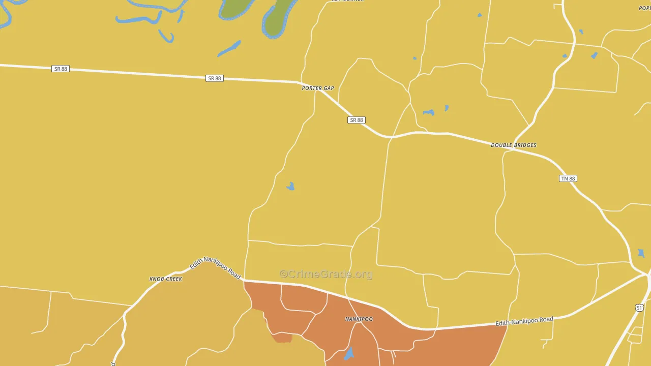Porter Gap, TN Map of Burglary Rates
