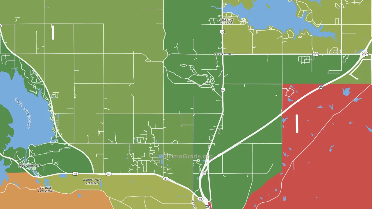Porter Hill, OK Map of Burglary Rates