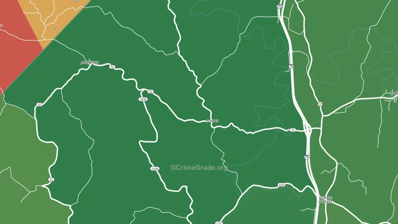 Porter, KY Map of Burglary Rates
