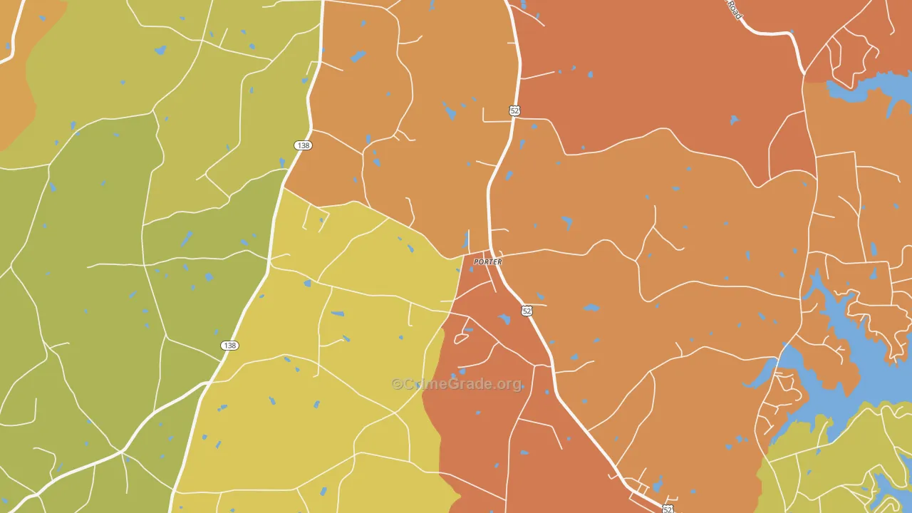 Porter, NC Map of Burglary Rates