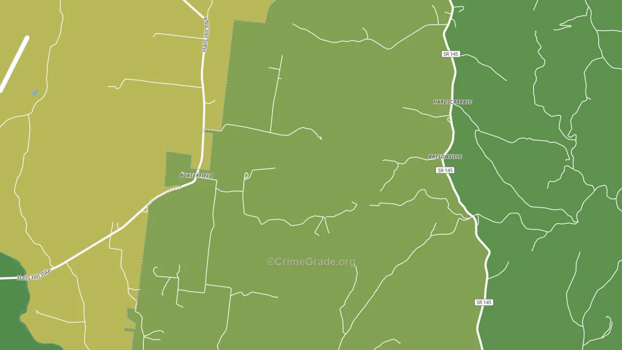 Porterfield, TN Map of Burglary Rates