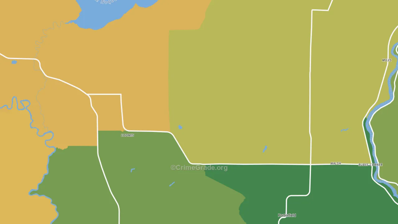 Porterfield, WI Map of Burglary Rates