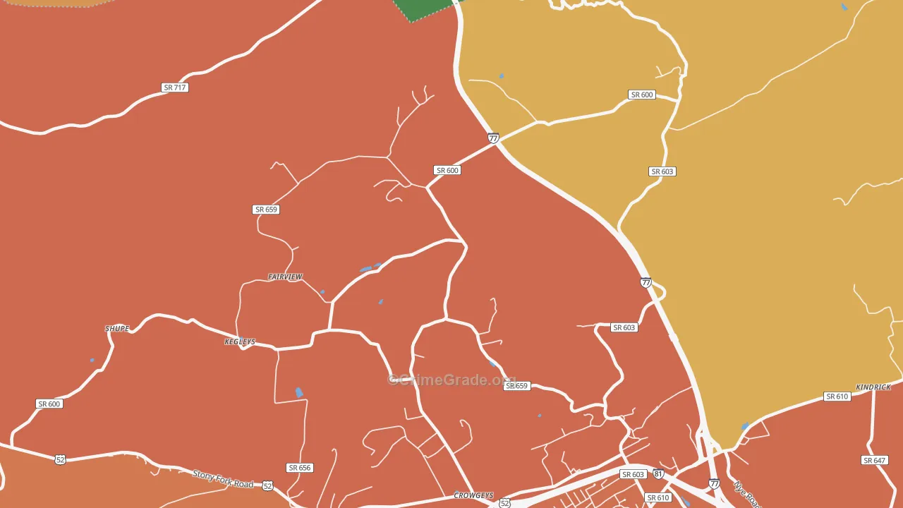 Porters Crossroads, VA Map of Burglary Rates