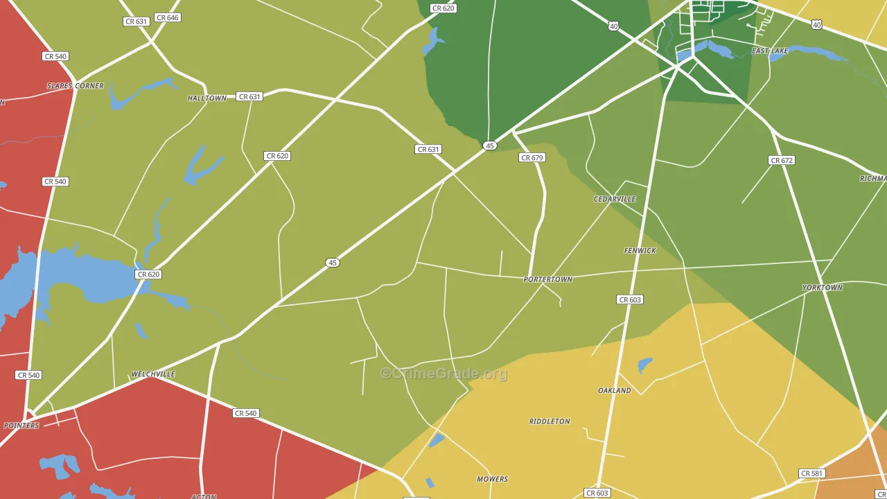 Portertown, NJ Map of Burglary Rates