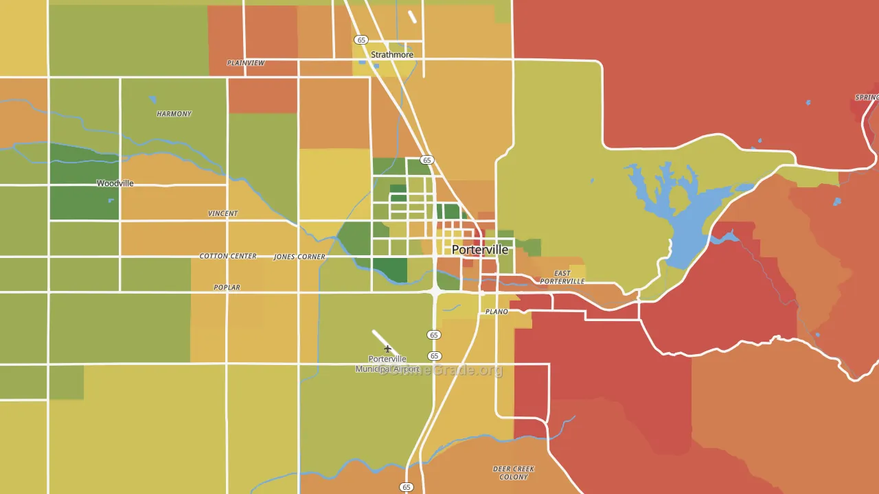 Porterville, CA Map of Burglary Rates